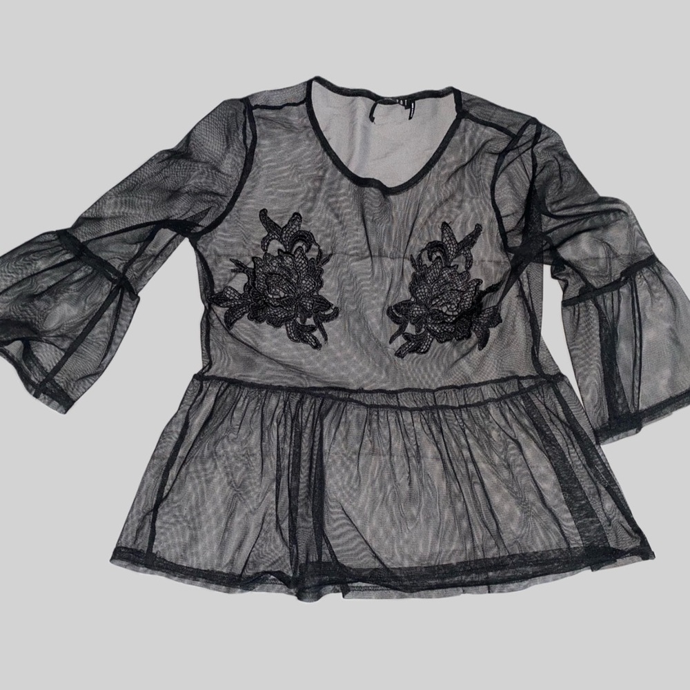 Sheer Flare Sleeve Top!